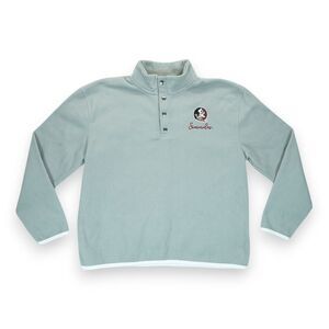 Pro Edge Men's Seminoles Sweater Sweatshirt Medium Gray Fleece‎ Snaps Closure